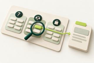 Search-query chips grouped by intent and connected to a single target page.