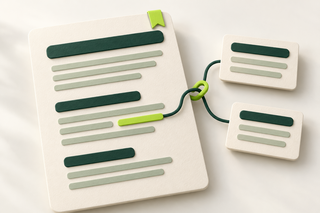 A structured content page with clear heading levels and a highlighted link connecting related articles.